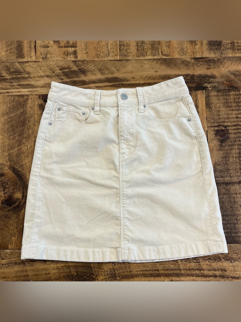 J. Crew Cream Stretchy Corduroy Mini Skirt